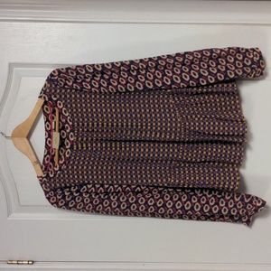 Maeve by Anthropologie, Purple & Yellow patterned top, Size M